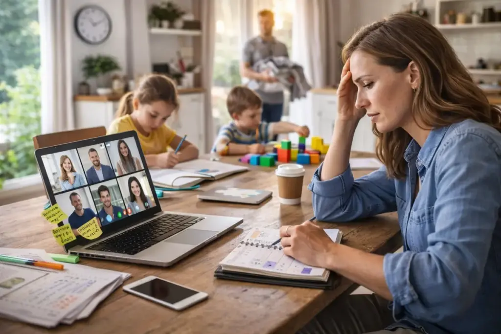 Madre multitasking con lavoro e famiglia