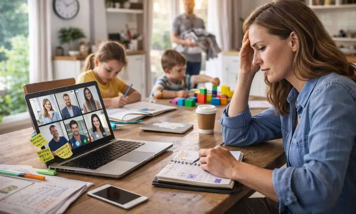 Madre multitasking con lavoro e famiglia