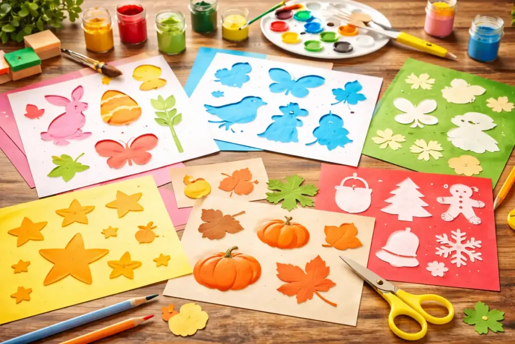 Materiali per stencil colorati e creativi