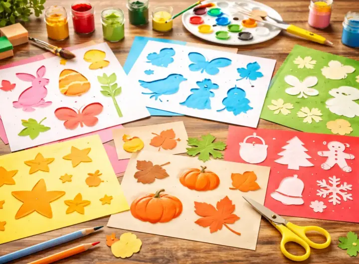 Materiali per stencil colorati e creativi