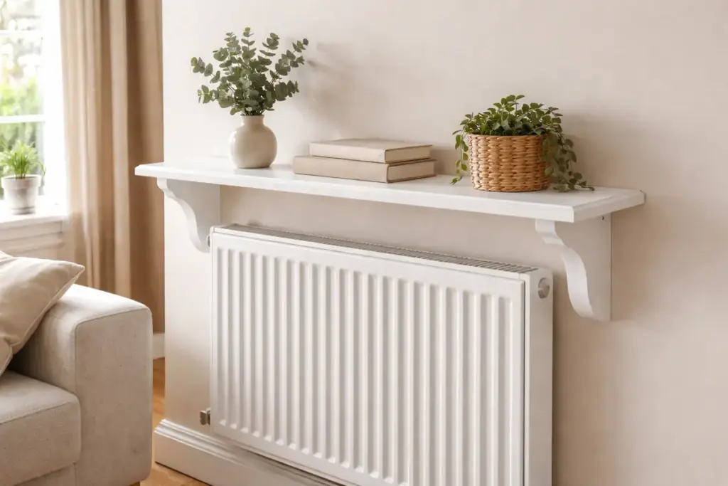 Mensola elegante sopra il radiatore