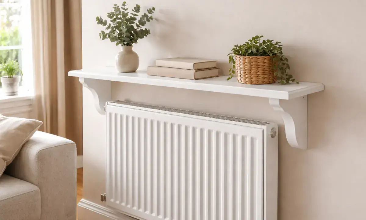 Mensola elegante sopra il radiatore