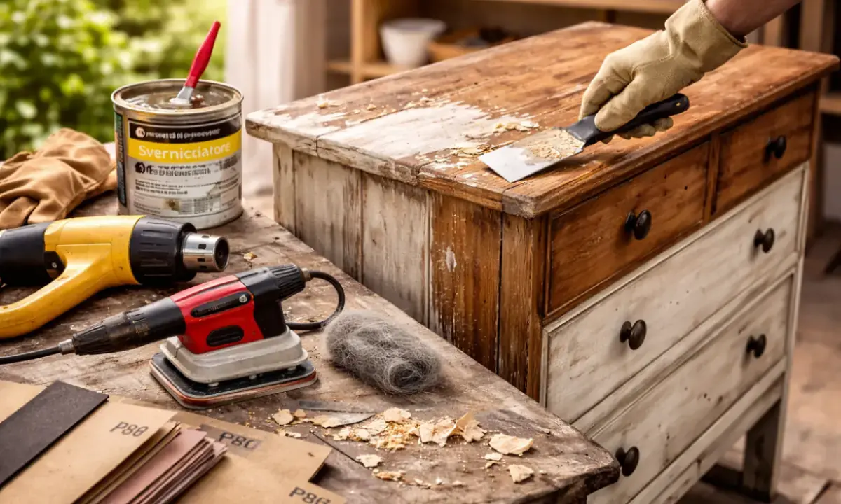 Restauro di un mobile in legno