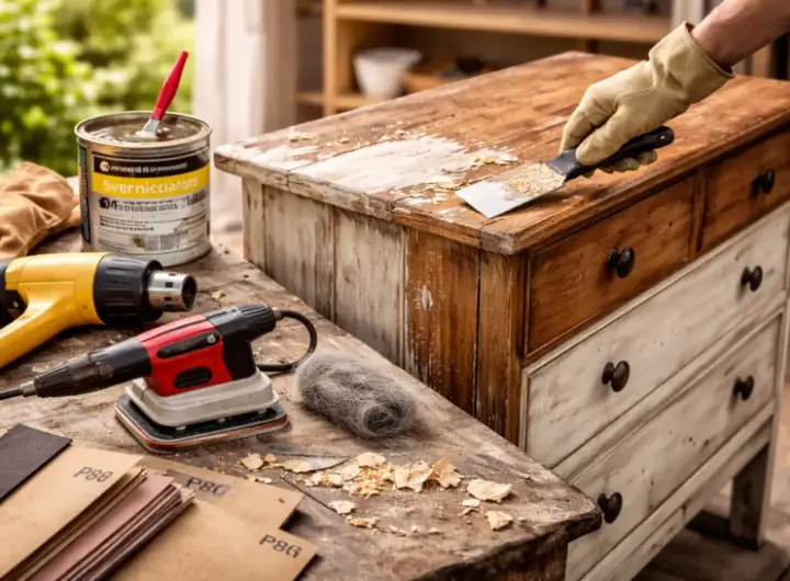 Restauro di un mobile in legno