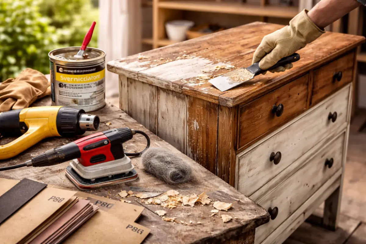 Restauro di un mobile in legno