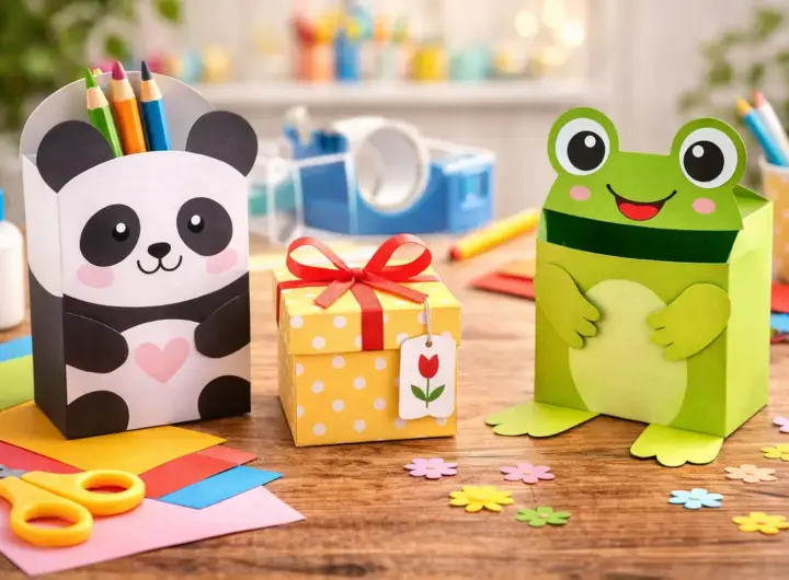 Scatole di carta artigianali colorate