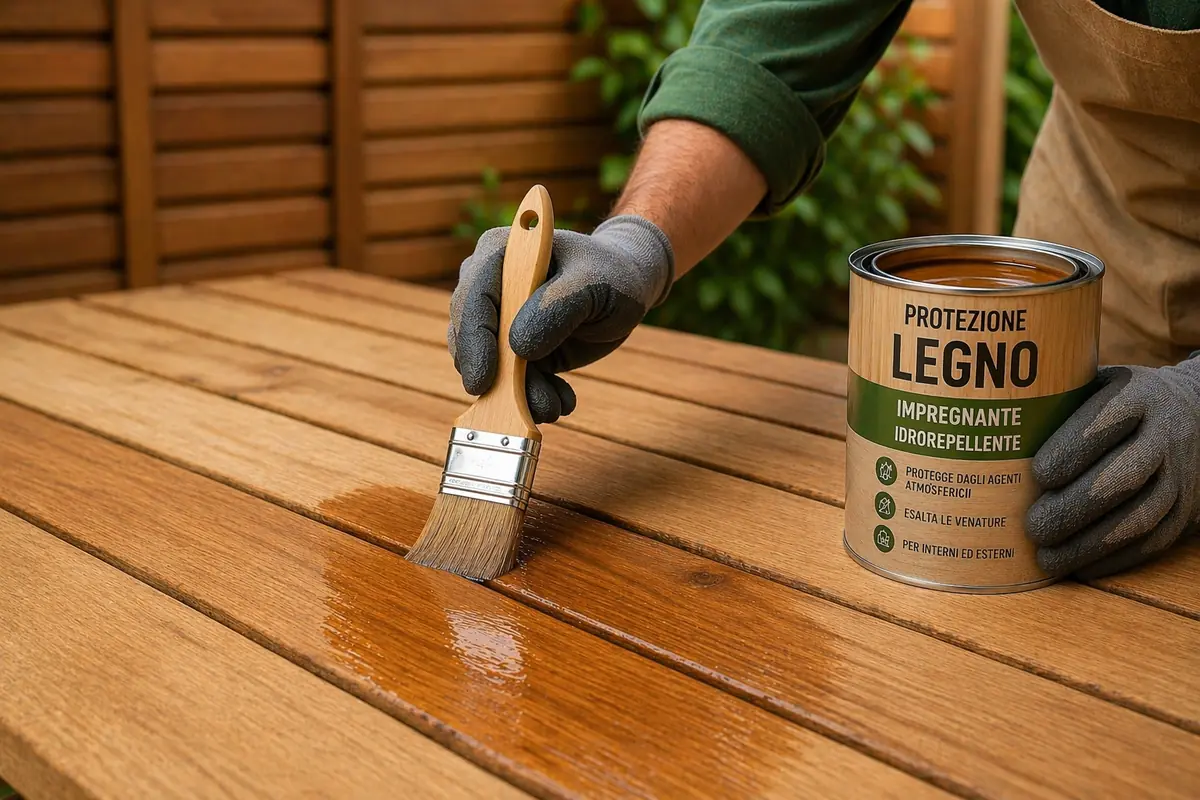 Trattamento del legno sul terrazzo