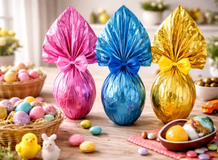 Uova di Pasqua colorate su tavolo